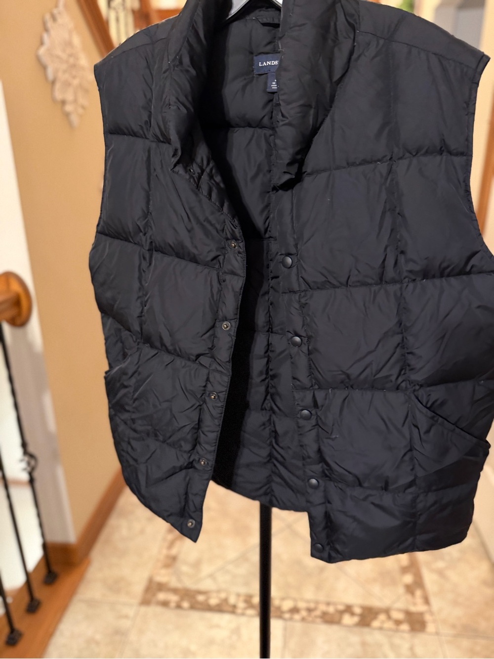 Lands’ End Men’s Black Goose Down Puffer Vest Size M 38-40